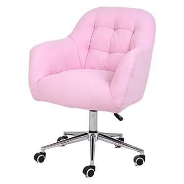 Imagem de cadeira de escritório cadeira giratória ergonômica ajustável cadeira de escritório assento estofado veludo cadeira de computador mesa sem braços e cadeira cadeira (cor: rosa) necessário Comfortable