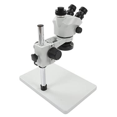 Imagem de Microscópio de Zoom Trinocular, Microscópio Estéreo de Alta Definição de Luz LED de 24 MP para Reparo (Plugue dos EUA)