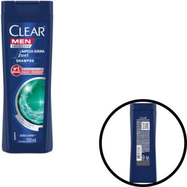 Imagem de Shampoo Anticaspa Limpeza Diária 2 Em 1 Com 200ml Clear Men
