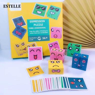 Imagem de Cubo Mágico Expressão de Madeira Puzzle Crianças Blocos de Construção Seg