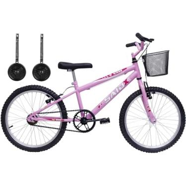 Imagem de Bicicleta Aro 20 Bike Infantil Meninas feminina cesta e rodinhas Saidx (Rosa)