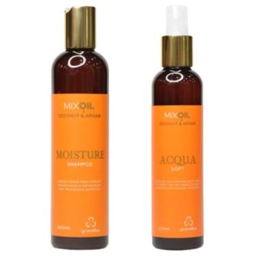Imagem de Kit Grandha Pós-Praia e Piscina Mix Oil Coconut Argan Reparação dos Cabelos Ressecados (Moisture Shampoo 300ml + Acqua Soft 200ml)
