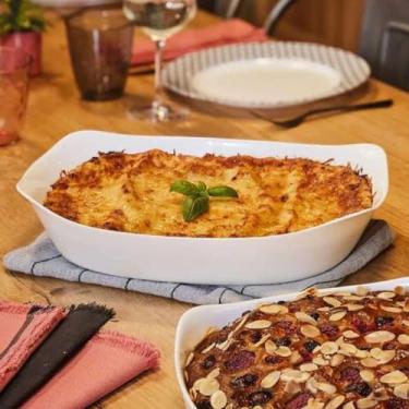 Imagem de Kit Assadeiras Travessas de Vidro Brancas Grandes p/Forno 4un