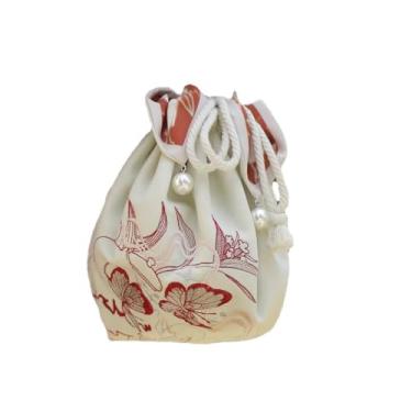 Imagem de Bolsa de mão bordada dupla face Hanfu acessórios bordados bordados, Branco, Large