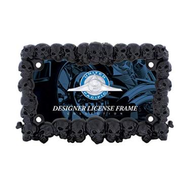Imagem de United Pacific Moldura de placa de licença de motocicleta caveira preta, 50113