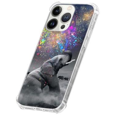 Imagem de CARLOCA Compatível com iPhone 14 Capa para meninas, transparente com cores verdadeiras padrão de elefante de plástico à prova de choque TPU capa protetora para Apple iPhone 14