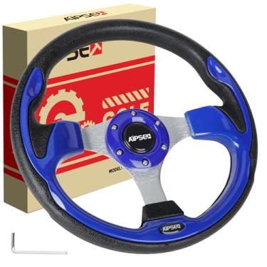 Imagem de AIPSET Volante universal para carrinho de golfe da compatível com EZGO TXT, RXV/Club Car DS, Precedent, Tempo/Yamaha, volante clássico de 12,5 polegadas com empunhadura de couro PVC