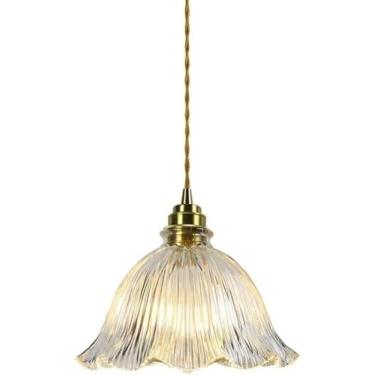 Imagem de Preço de fábrica Nordic vidro interior teto pingente luminária moderna em forma de flor abajur lustre suporte da lâmpada de bronze lâmpada pendurada, para restaurante bar café sala de jantar