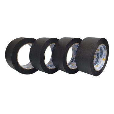 Imagem de Kit De Fita Crepe Adesiva Larga Preta 4 Rolos 48mm X 50m