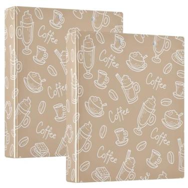 Imagem de Fichários de caderno de 3,8 cm para caderno Coffee Doodle com prancheta, pacote com 1/2, fichários sortidos, 200 folhas