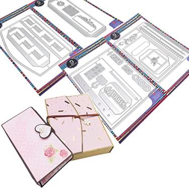 Imagem de Alinacutle Caixa de armazenamento de metal recortada, caixa de livros/caderno/caixa de presente, recortes de metal de artesanato de papel, álbum de planejador DIY, corte de scrapbook, modelo de perfuração de cartão DIY, modelo de perfuração de metal de cartão DIY, 19,3 cm x 14,5 cm x 3,5 cm
