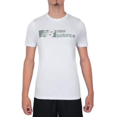 Imagem de Camiseta New Balance Tenacity Graphic Branca e Verde Oliva