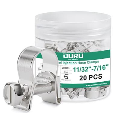 Imagem de OURU 20 peças mini braçadeiras de mangueira de injeção de combustível, ajustáveis 11/32"-7/16" (9-11 mm) 304 braçadeira de mangueira de linha de combustível de aço inoxidável, clipes de mangueira de tubo para automotivo, tubo de gasolina diesel