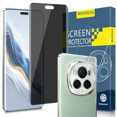 Imagem de MOOISVS Pacote com 2 + 2 protetores de tela de vidro temperado para Honor Magic 6 Pro (2 pacotes) + protetor de lente de câmera (2 pacotes), filme de vidro temperado Ultra HD, antiespião, dureza 9H,