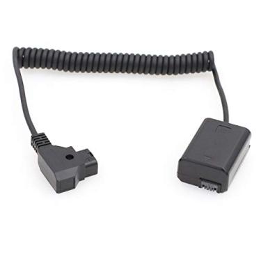 Imagem de SZRMCC Bateria fictícia D-tap 2 pinos para NP-FW50 DC acoplador para câmera Sony A7 A7S A7R A7SII a5100 a6300 série NEX (cabo enrolado)