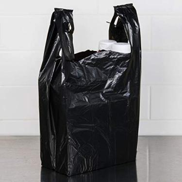 Imagem de Bolsa de plástico preta em relevo simples bolsa camiseta 11,5" x 6,5" x 21,5", Preto, 1000