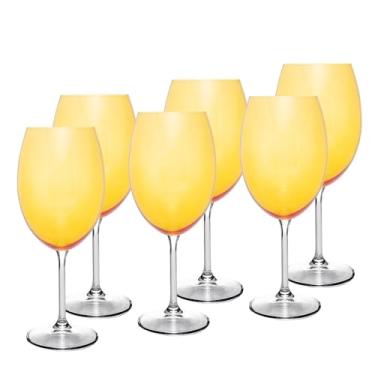 Imagem de WOLFF - Conjunto 6 Taças de Vinho de Cristal Ecológico (Livre de Chumbo) Banquet Amarela 580Ml