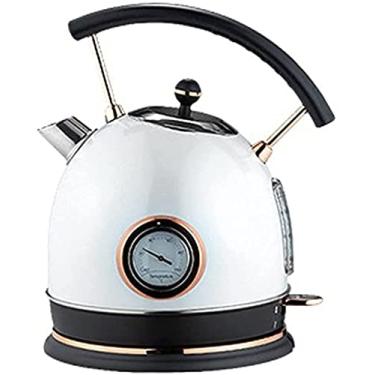 Imagem de Chaleira elétrica, inoxidável com medidor de controle de temperatura da água, aquecimento rápido doméstico, bule de chá elétrico fervente (cor: branco), prático e esperançoso Safehappy