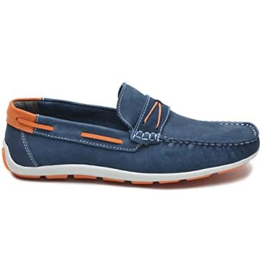 Imagem de Mocassim Masculino em Couro Solado Costurado a Mão Confort Flex (Azul marinho, BR, Adulto, Numérico, 43)