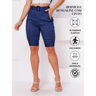 Imagem de Bermuda Bengaline Com Cinto E Bolso Elegancia E Conforto No Trabalho E No DiA-Feminino