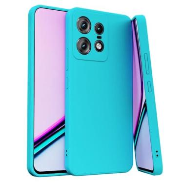 Imagem de Capa Compatível Com Motorola Edge 50 Pro Silicone Aveludada Premium (AZUL PISCINA)