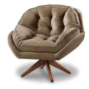 Imagem de Poltrona Decorativa Califórnia Com Base Giratória Veludo - Ssx Multicoisas Cor Capuccino