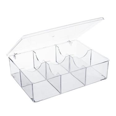 Imagem de Caixa Organizadora Porta Sachês de Chá Açúcar 6 Divisórias Acrílico Utily