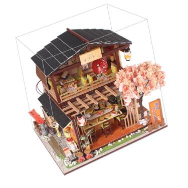 Imagem de Modelo de Loja de Sushi DIY, 3D de Madeira Criativa DIY Montagem de Restaurante Japonês LED Montagem Molde Brinquedos Modelo de Montagem de Casa para Adolescentes Adultos