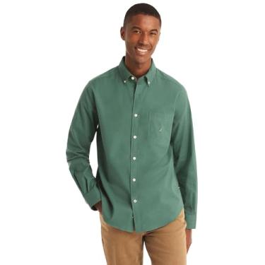 Imagem de NAUTICA Camisa masculina de manga comprida com botões e modelagem clássica, Verde floresta tropical, XGG