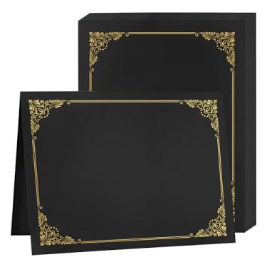 Imagem de Misscom Porta-Certificados 10 Pacotes Pretos, Porta-Diploma Capas de Certificado Borda Dourada para Carta Tamanho 21 x 28 Documentos de Certificado, Cartolina, Prêmio, Documentos de Graduação