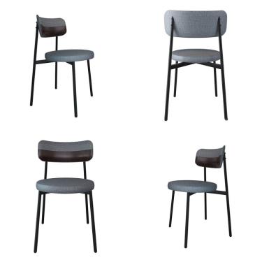 Imagem de Cadeira Kyta Fixa com 4 Pés 50 X 44,7 X 83,8 Cm com 4 Unidades Cinza/Café/Preto