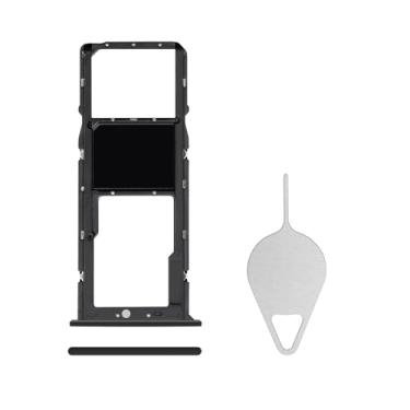 Imagem de BESJMYT Substituição da bandeja do cartão SIM para Samsung Galaxy A03s (versão SIM único) - Adaptador de suporte de slot de bandeja de cartão preto com ejetor de agulha para A03s SM-A037U A037U1