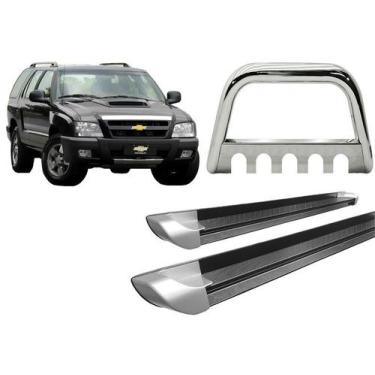 Imagem de Kit Quebra Mato C/Proteção Carter Estribo Chapa Cromado Blazer - HOZZ