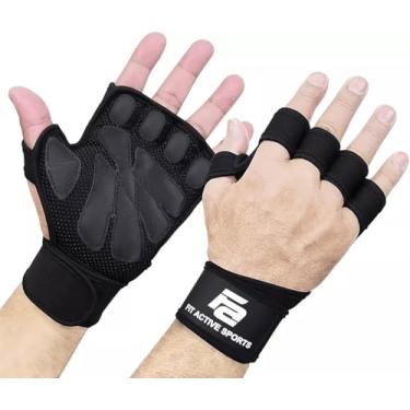 Imagem de Luvas de levantamento de peso ventiladas Fit Active Sports com envoltórios de pulso embutidos, proteção total da palma e aderência extra. Ótimo para flexões, cross training, fitness e musculação. (homens e mulheres)