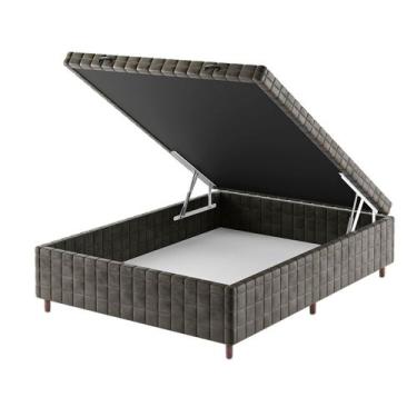 Imagem de Base de Cama Box Casal Vision com Baú Capuccino - Vian, Marrom, Modern