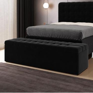 Imagem de Calçadeira Alpha 140 Modulada Estofada Z-005 Sued Preto Aradecor, Pret