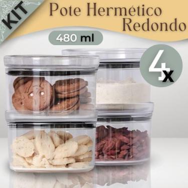 Imagem de Kit 4 Potes Herméticos P/ Alimentos Redondo Paramount 480ml