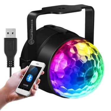 Imagem de Mini Globo Jogo De Luz RGB Colorido Com Bluetooth e Caixinha de Som Il