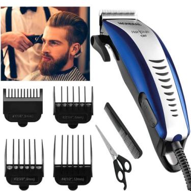 Imagem de Maquina De Cortar Cabelo Profissional Mondial Cr-07, 110V, Azul/Prata