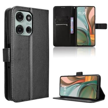 Imagem de Elubugod Capa de couro compatível com Motorola Moto G75 5G, capa flip de couro PU compatível com Motorola Moto G75 5G capa preta