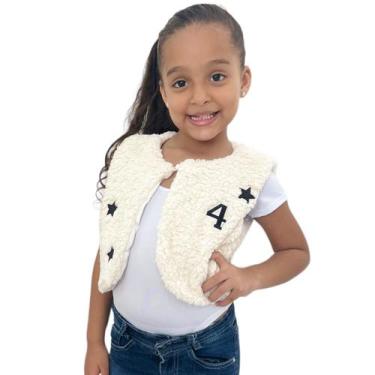 Imagem de Colete Peluciado Menina Com Botão Forrado Estiloso - Anj Modas, Branco