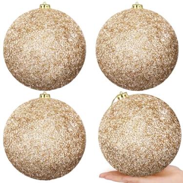 Imagem de Bolas de Natal de 15 cm, enfeites de árvore de Natal, grandes, decorações, à prova de estilhaçamento, conjunto de bolas penduradas de Natal com ganchos para decoração de casa, árvore de Natal, 4 peças