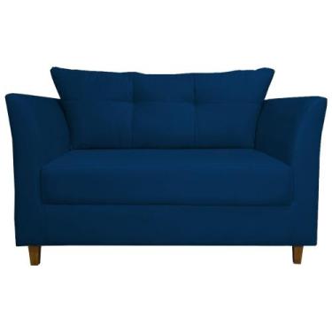 Imagem de Namoradeira Decorativa Isis Pés Trapézio Suede Azul Marinho - DS Estof