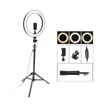 Imagem de Ring Light Led Iluminador 26cm Completo 2,1m Tripé  - Imports