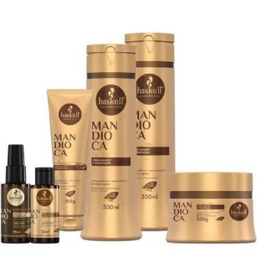 Imagem de Kit Haskell Mandioca Sh Cond Máscara 300ml 6 Itens Completo