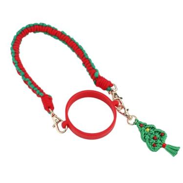 Imagem de Alça de Garrafa de água, Corda de Algodão Artesanal, Flores Fofas, árvore de Natal, Alça de Garrafa de água para Garrafas de Boca Larga de 16 a 40 Onças (K68896 Vermelho Verde)