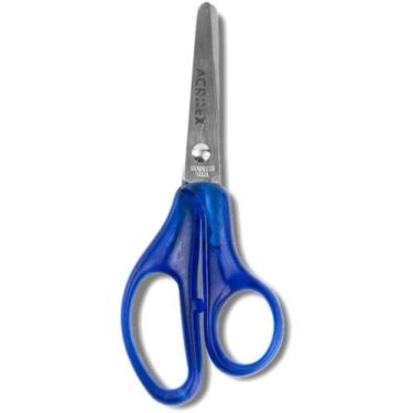 Imagem de Tesoura Escolar Pontas Arredondadas Cabo Azul - Acrilex, Azul