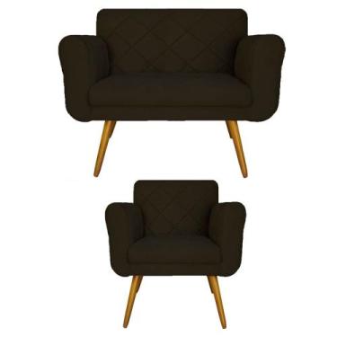 Imagem de Kit Namoradeira e 1 Poltrona Estofada Para Sala de Tv Isabella Corano 