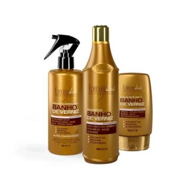 Imagem de Kit Reconstrução Brilho Banho de Verniz Forever Liss 940ml - Forever L
