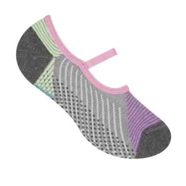 Imagem de Meia Feminina Selene Sapatilha Pilates Antiderrapante Cinza, Cinza, 5
